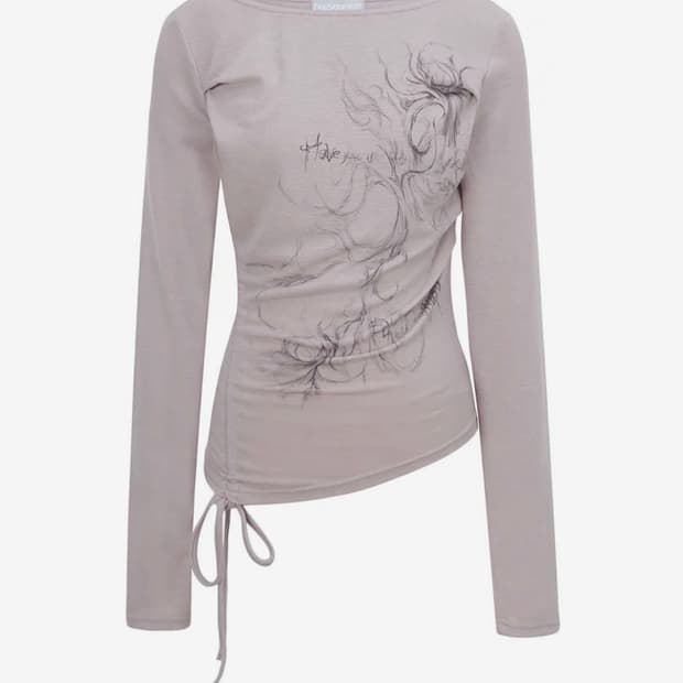 허그유어스킨 보트넥 셔링 티셔츠 