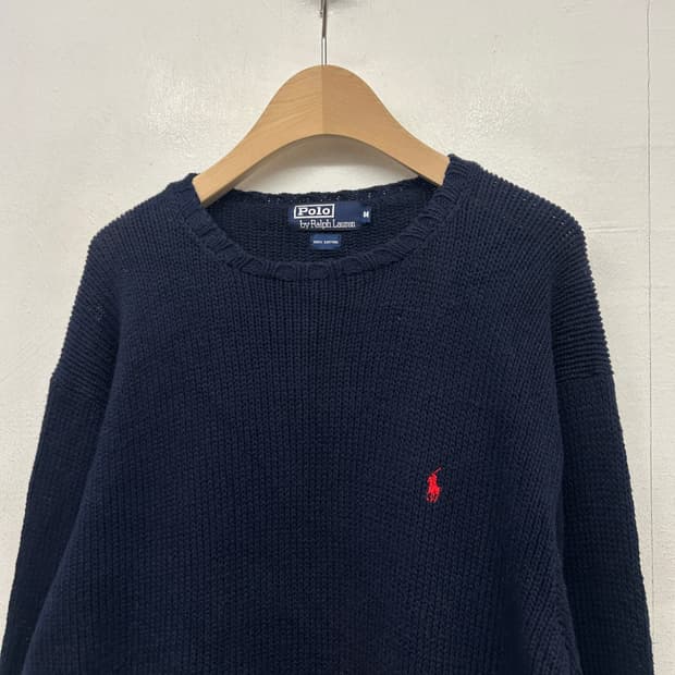 빈티지 폴로 랄프로렌 네이비 코튼 니트 스웨터