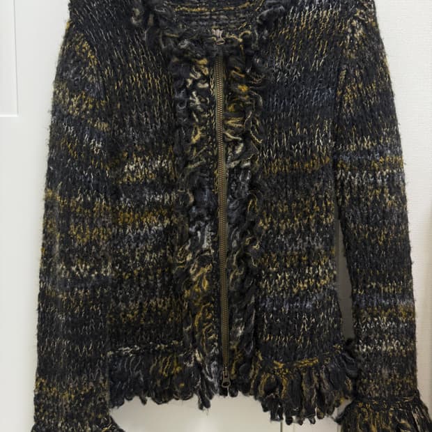 투웨이 부클 울 니트 가디건 집업