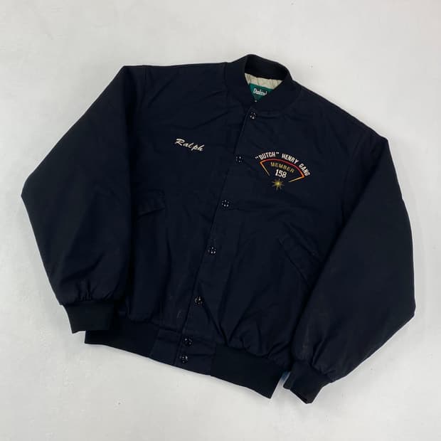 USA 빈티지 자수 블랙 새틴 자켓 (100)