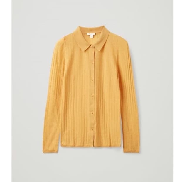 코스 COS 얇은 리브드 울 니트 가디건 시스루