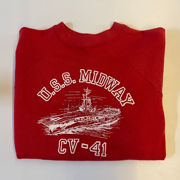 Rare vintage uss midway cv-41 스웻셔츠 XL 