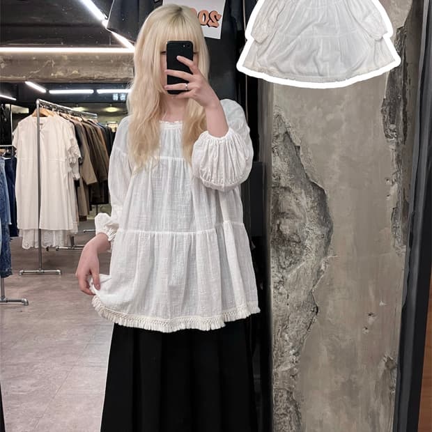 빈티지 레이스 블라우스 원피스 화이트 #csz4019