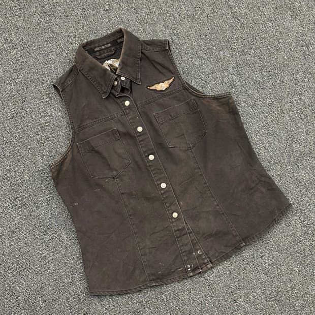 M)할리데이비슨 빈티지 여성 조끼베스트 셔츠