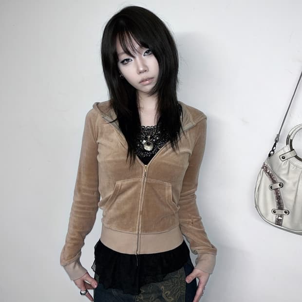 쥬시 꾸뛰르 러브 하와이 벨루어 후드 집업