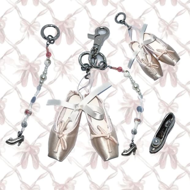 Pink Ballet Shoes Keyring