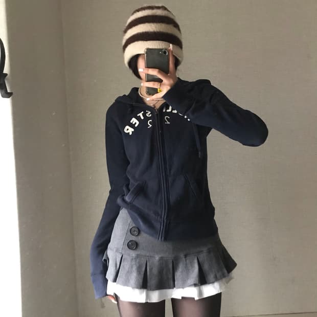 홀리스터 네이비 슬림핏 후드집업