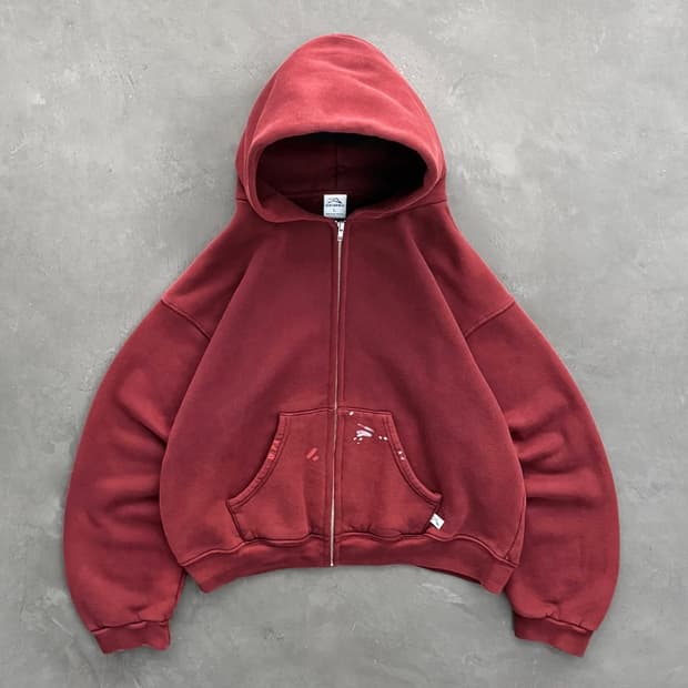 아킴보클럽 선페이드 마룬 후드집업