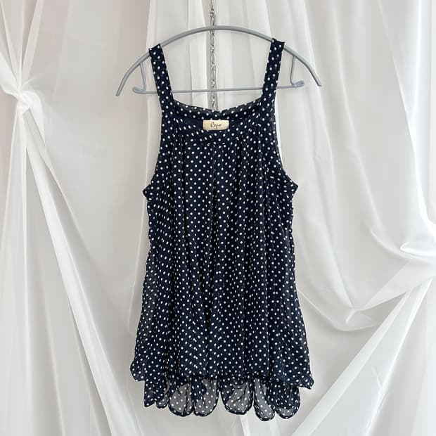 navy polka dot folding sleeveless