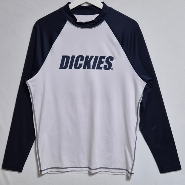 L ) 디키즈 화이트+네이비 나그랑 래쉬가드 수영복