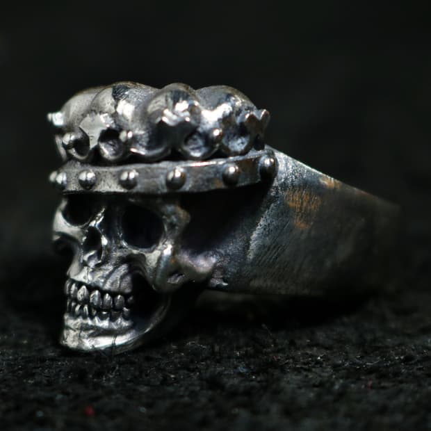 [USA 빈티지] 925 실버 '킹 오브 데스' 크라운 스컬 헤비 링