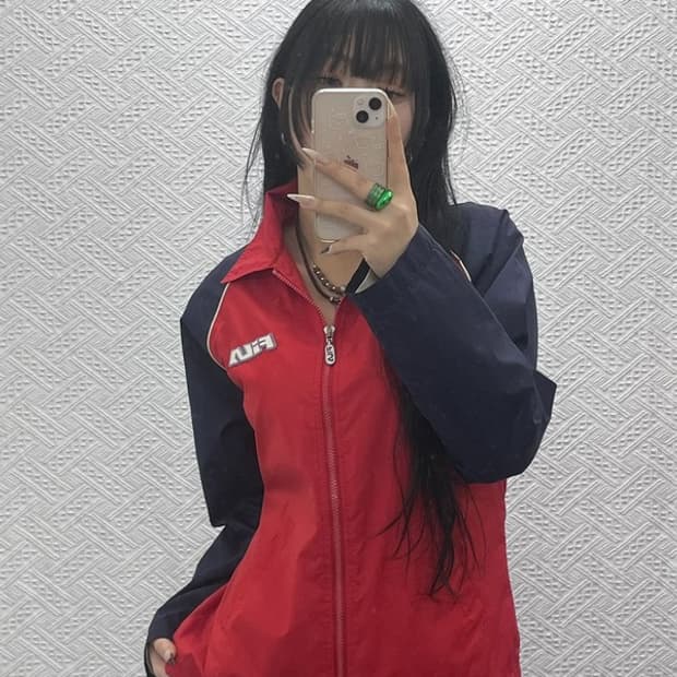 휠라 올드스쿨 스윙톱 레트로 키치로고 바람막이 M C08449