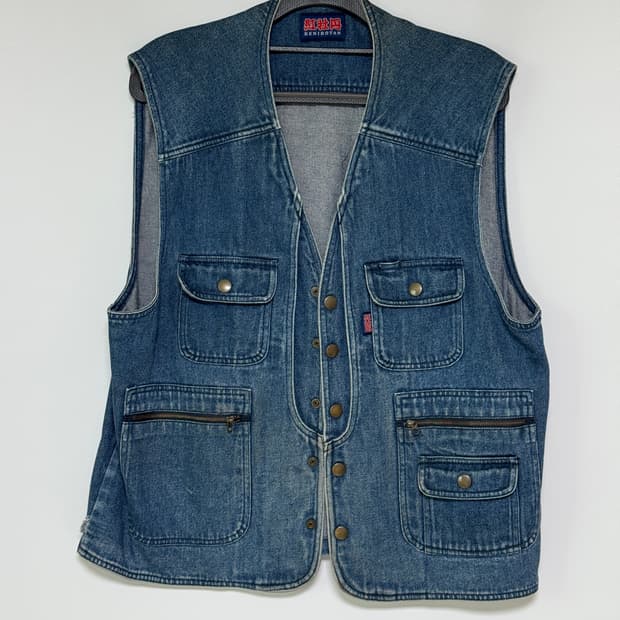 일본 빈티지 베니보탄 데님 조끼 100-105