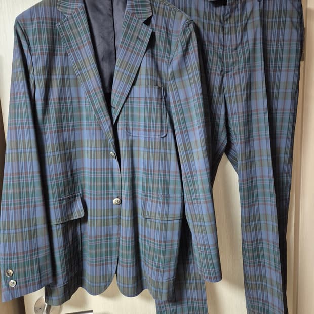 BEAMS 빔즈 플러스 블랙와치 자켓 셋업 슈트세트 XL