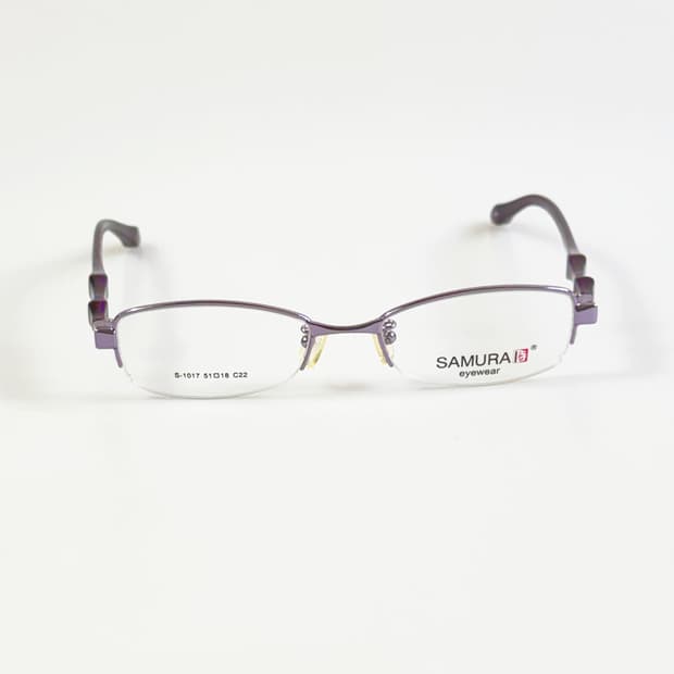 SAMURAI EYEWEAR 라벤더 반무테 스퀘어 메탈 빈티지 안경