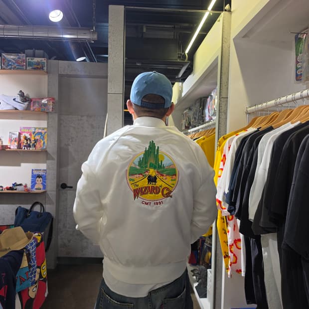 [90s] 오즈의 마법사 에메랄드 시티 자수 스냅 버튼 새틴 봄버 자켓