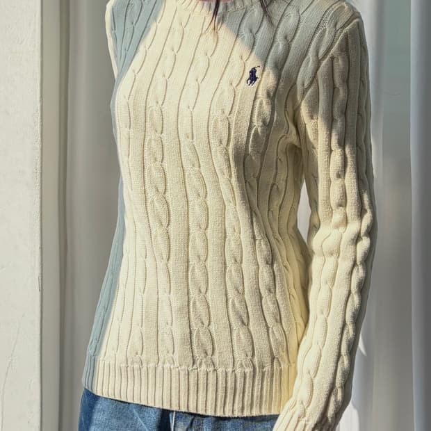 [S]폴로 랄프로렌 꽈배기 케이블 피마 코튼 니트