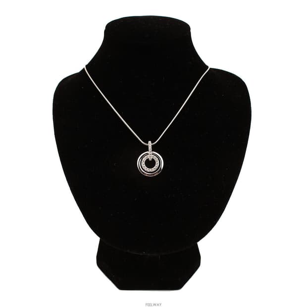 스와로브스키 크리스탈 서클 펜던트 은장 목걸이