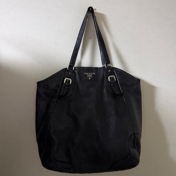 프라다 은장 레더 블랙 숄더&토트백