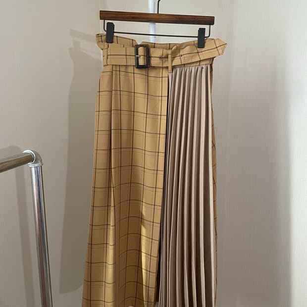 빈티지 체크 믹스 스커트