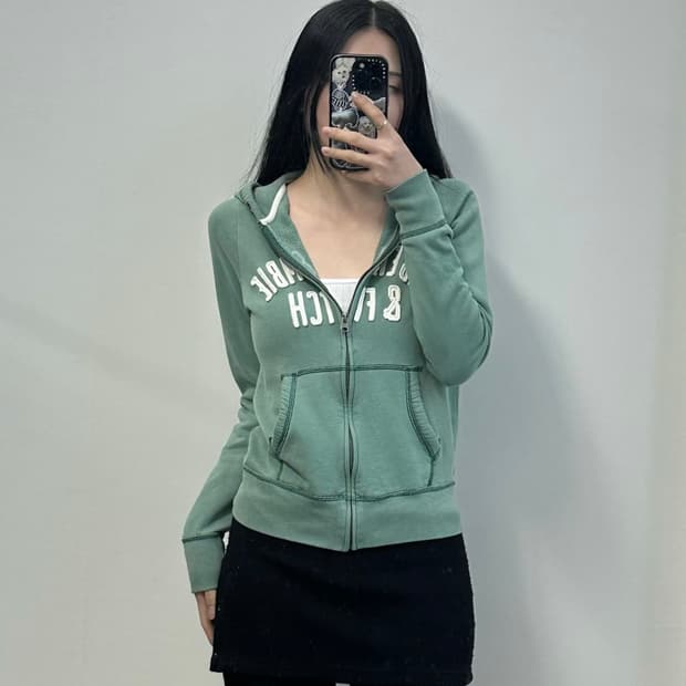 아베크롬비 y2k 와투케 피스타치오 딱붙 후드집업