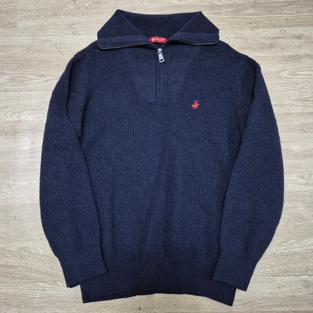 비버리힐즈폴로클럽 모직 하이넥 반집업 니트 L(100)