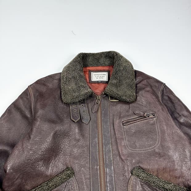 VTG 빈티지 브라운 가죽 무스탕 자켓 (L)