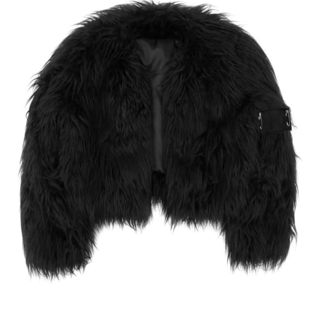 604서비스 FUR JACKET WITH ARMY PATCH IN BLA