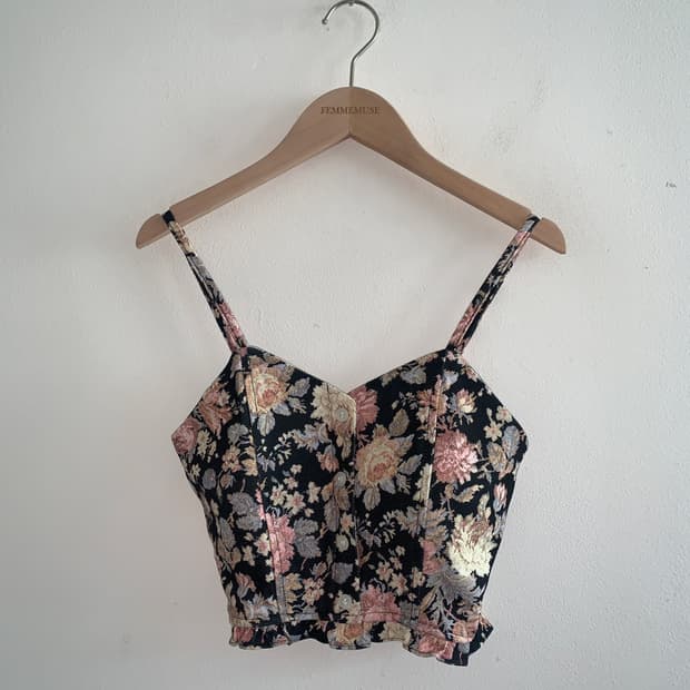 Jacquard back zip up bustier top
