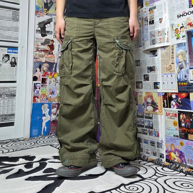 아베크롬비 카키 버튼플라이 멀티포켓 카고 팬츠