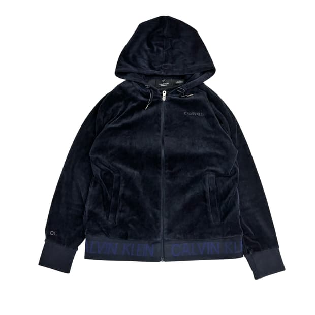 캘빈클라인 네이비 벨루어 후드 집업