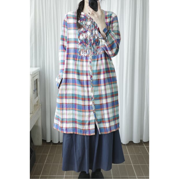 Plump.m check mori one-piece