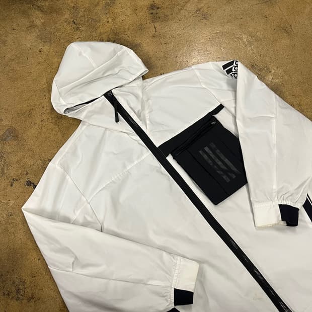[정품/L] 아디다스 화이트 후드 바람막이 자켓 b14