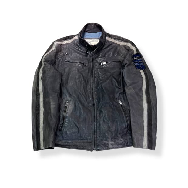 100 마일스톤 램스킨 라이더 가죽 자켓