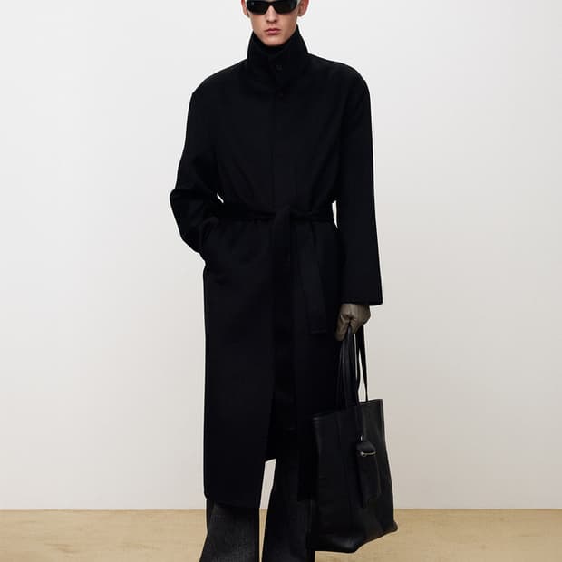 [L] 토니웩 스탠드카라 핸드메이드 롱코트 블랙 새상품