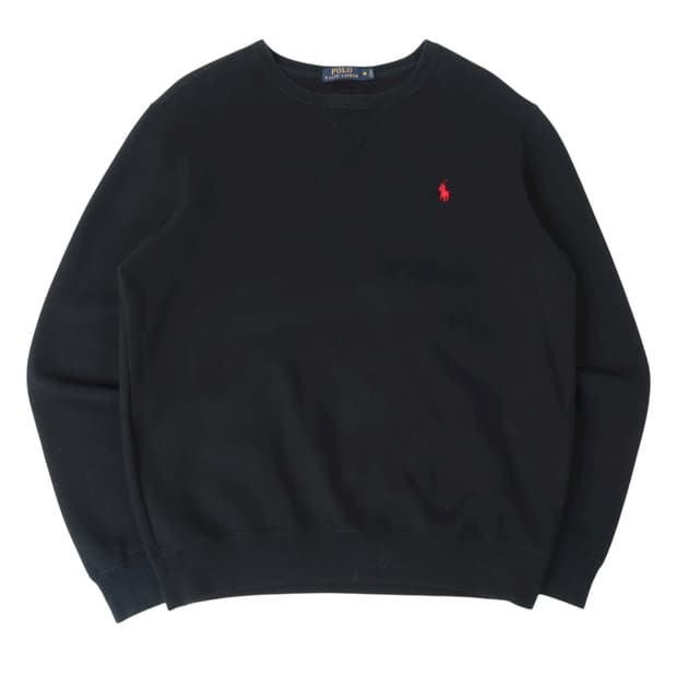 폴로 랄프로렌 블랙 레드포니 코튼 스웻셔츠