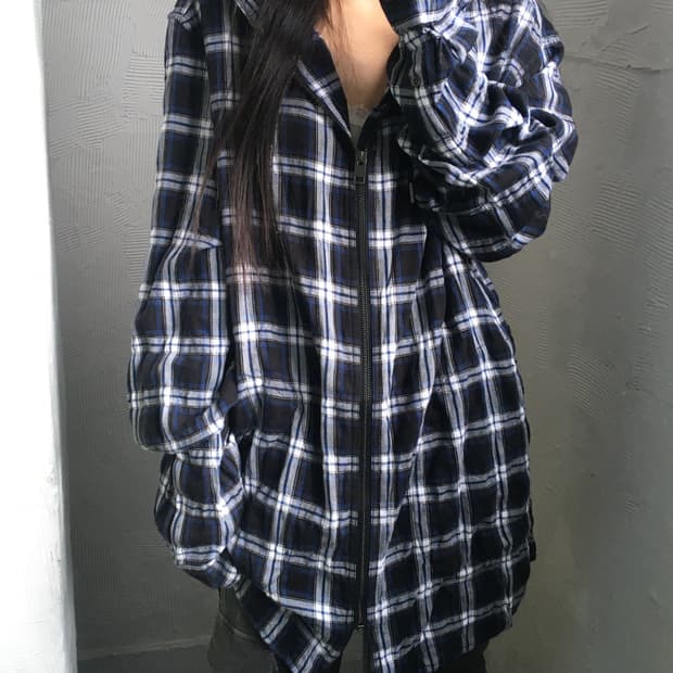 Diesel 디젤 체크 후드집업 