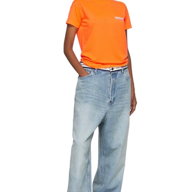 [M] 발렌시아가 블루 로고 웨이스트 진 팬츠 데님