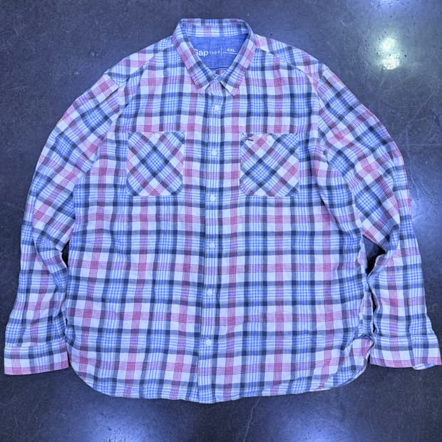 GAP 갭 캐쥬얼 체크 투포켓 남방 셔츠 XXL