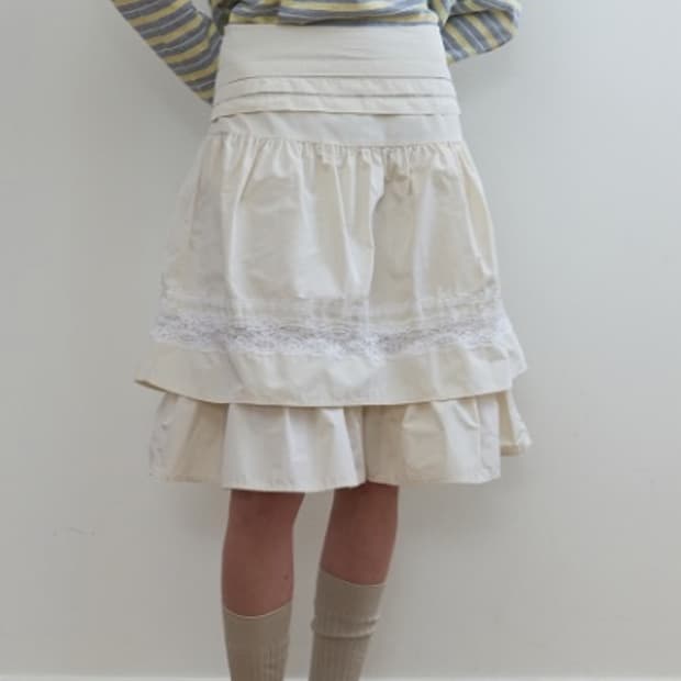 새상품) 노컨텐츠 337. Tiered Lace SK 티어드 레이스 스커