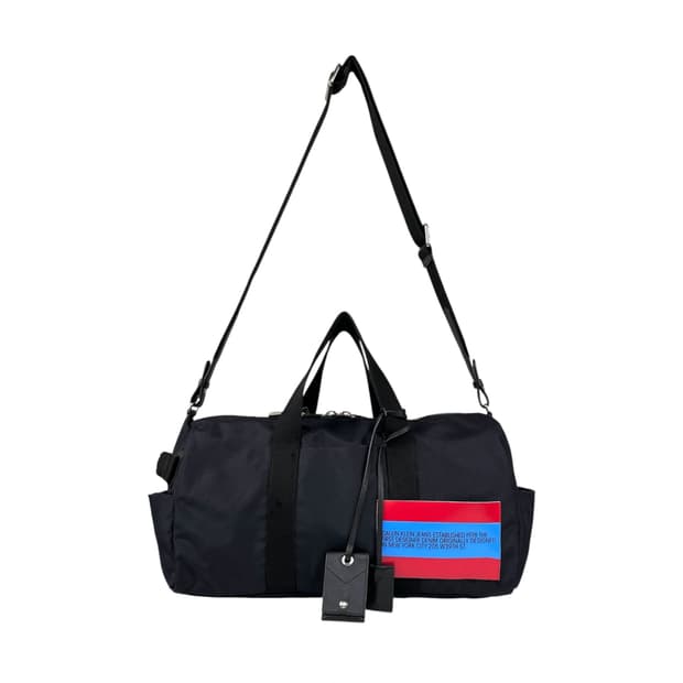 leather patch Boston bag