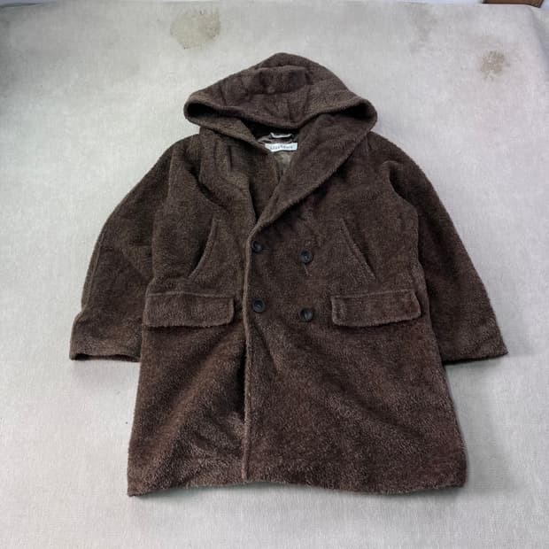 W 100 막스마라 테디 양털 후드 롱 코트