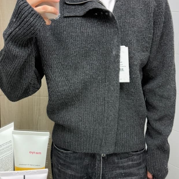 토니웩 니트집업 차콜 L(Wool Diagonal Zippered)