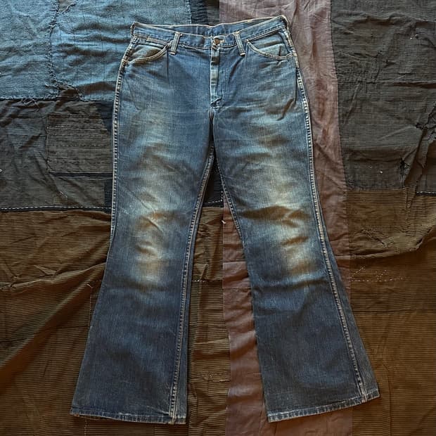 70s USA 빈티지 랭글러 카우보이컷 벨바텀 부츠컷 데님 팬츠