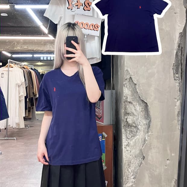 폴로 랄프로렌 브이넥 반팔 티셔츠 네이비 S #csz3884 