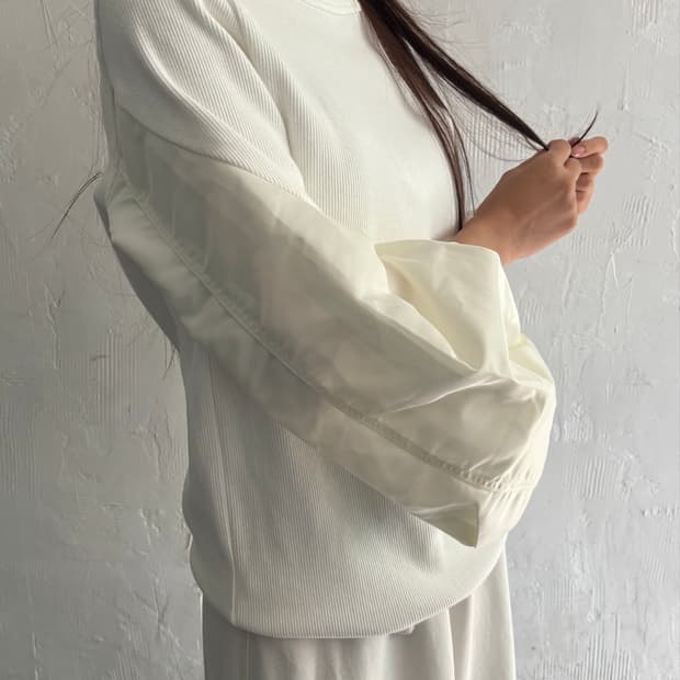 Sacai 사카이 23SS 화이트 나일론 트윌 믹스 슬리브 풀오버