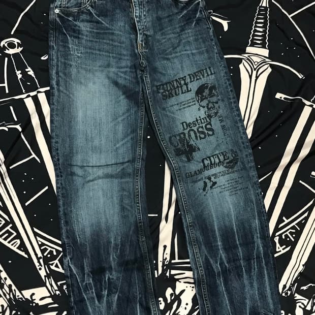 빈티지 펑크 스트라이트핏 데님 팬츠