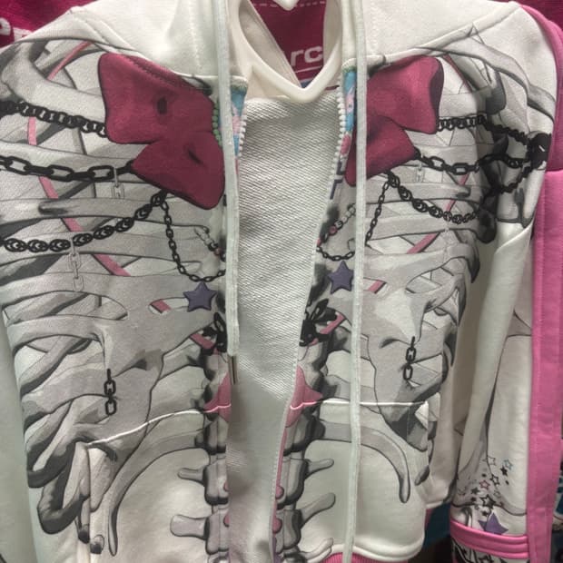 Cfierce 씨피어스 스켈레톤 후드 집업 화이트 핑크 M사이즈