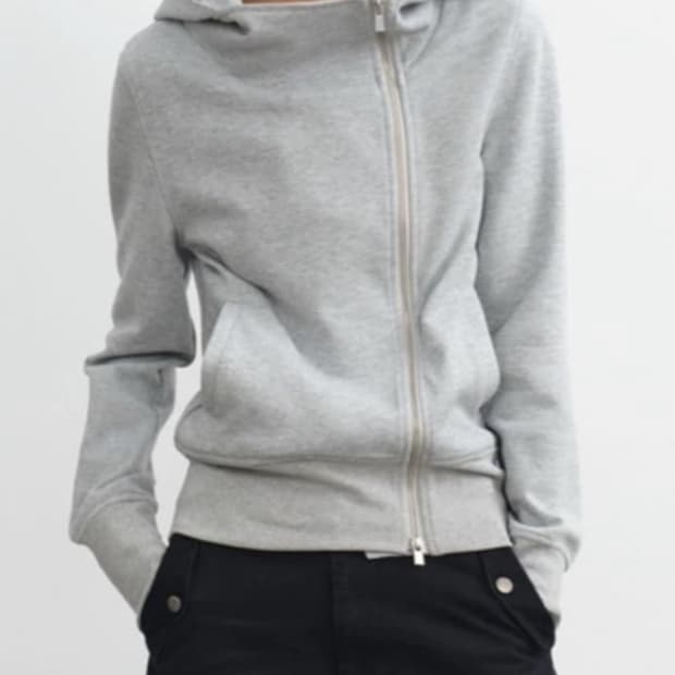 자카나 하이넥 후드집업 그레이