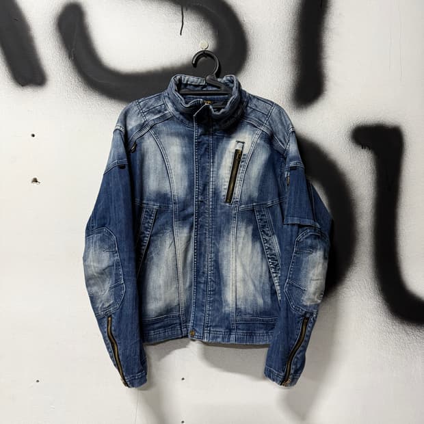 Cordura 코듀라 빅사이즈 데님 바이커 자켓